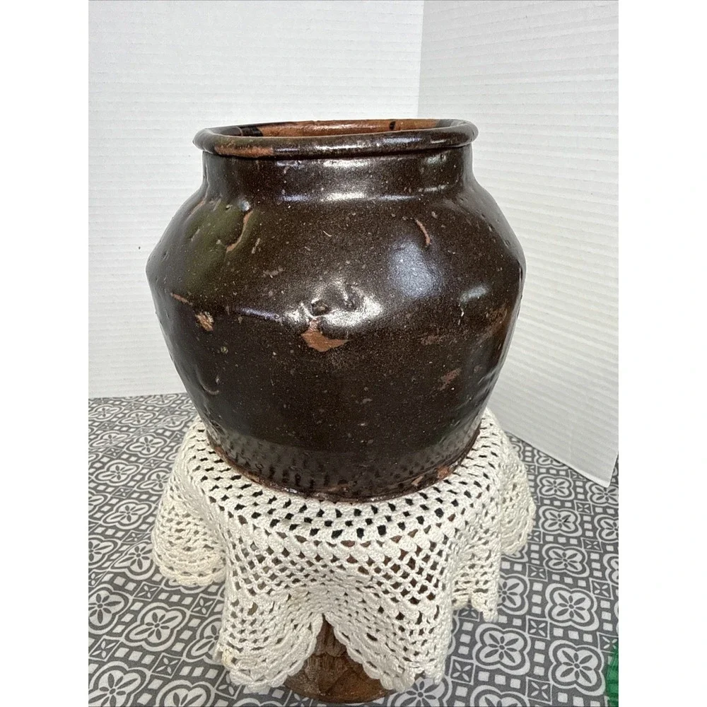 ANTQ.Chinese Stoneware Brown Glazed Pottery Storage Jar Similar To Soy Sauce Jug